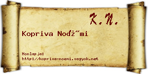 Kopriva Noémi névjegykártya